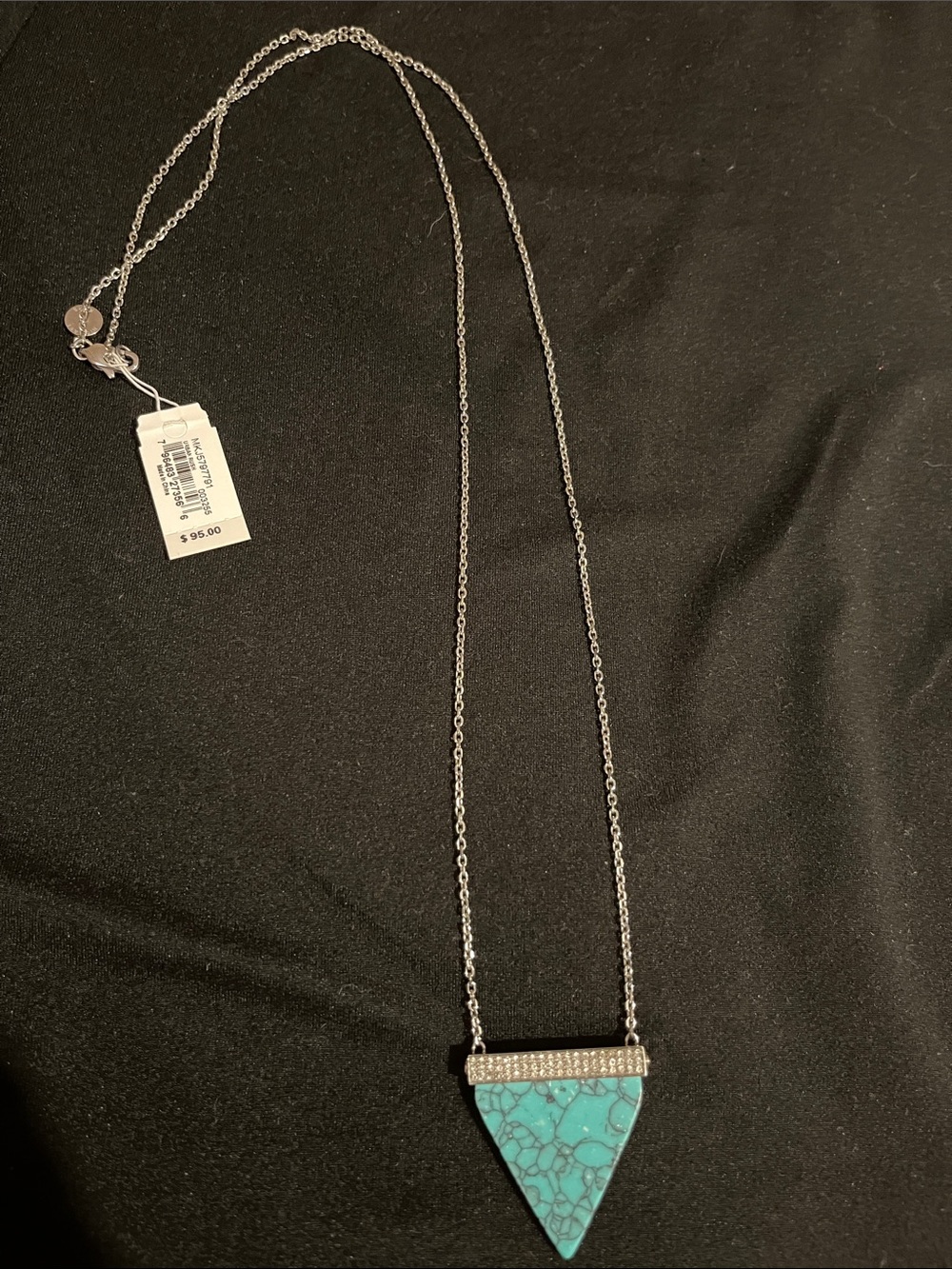 Michael Kors Silver-Tone Necklace with Turquoise Triangle Pendant